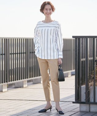 自由区 【XSサイズ～/洗える】SOMELOSシャーティング プルオーバーブラウス スカイブルー系1