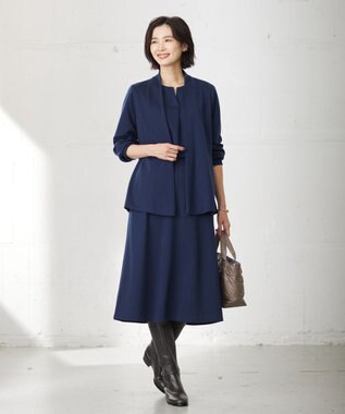 J.PRESS LADIES L セルロースリバー カーディガン ダルブルー系