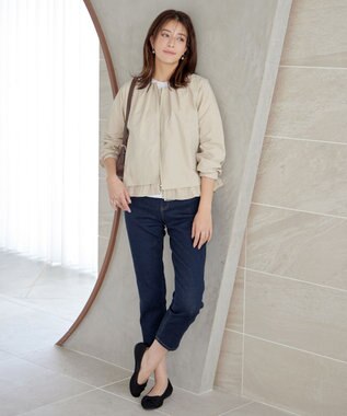 Tiaclasse 【洗える】チュールフリルタックブルゾン エクリュ