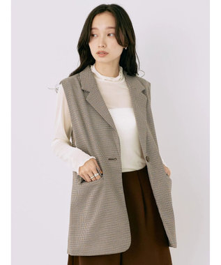 earth music&ecology テーラードジレ Check Brown