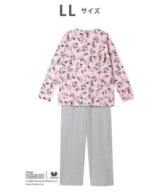 WACOAL ワコール_リラックス＆スリープ パジャマ 長袖 長ズボン 綿100%(本体) PEANUTS スヌーピー レディース FDX554 /ワコール ピンク