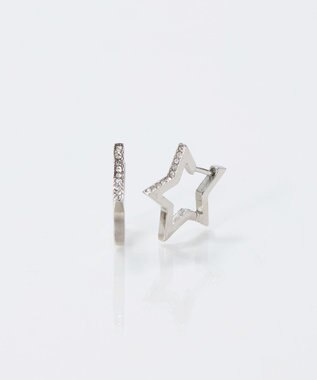 Phoebe 【金属アレルギー対応】ワンタッチライナースタービジューフープピアス　シルバー シルバー