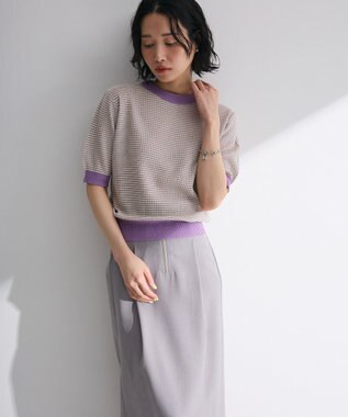 Green Parks ・ｓｗｉｎｇ　ｂｙ　マルチカラージャカードニット Purple