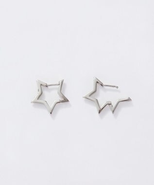 Phoebe 【金属アレルギー対応】ワンタッチライナースタービジューフープピアス　シルバー シルバー