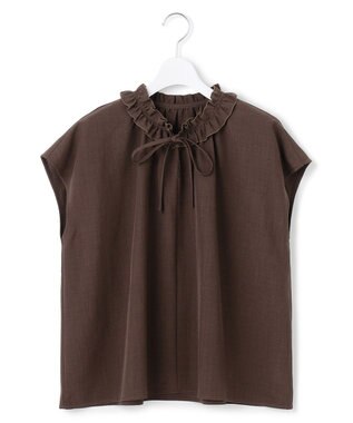 23区 【WEB&一部店舗限定】ライトタンブラー ギャザー フリル ブラウス ダークブラウン系