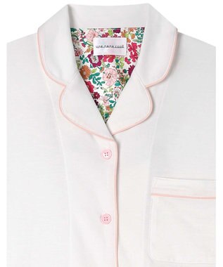 une nana cool 【綿100%】スビン天竺 半袖開襟パジャマ MADE WITH LIBERTY FABRIC ホワイト