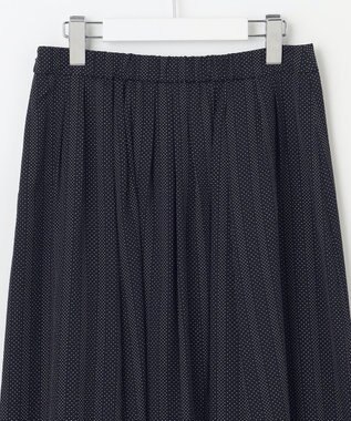 J.PRESS LADIES L 【洗える】ドットデシンプリント タック スカート ネイビー系