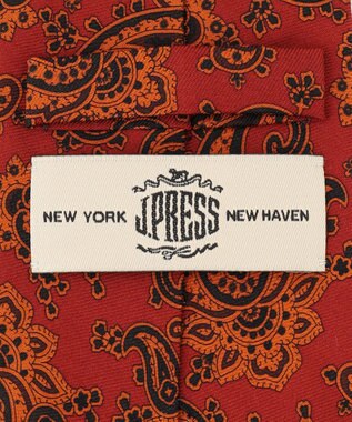J.PRESS MEN オーバーダイペイズリーハンドプリント ネクタイ レッド系6