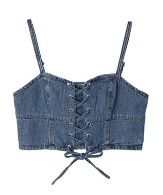 earth music&ecology レースアップデニムビスチェ Indigo