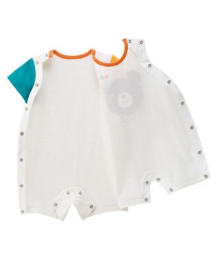 MIKI HOUSE HOT BISCUITS 【70-80cm】カラフルビーンズ フェイスプリント ショートオール マルチカラー