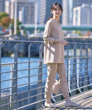 Tiaclasse 【ダブルストレッチ・洗える】テーパードパンツ グレージュ