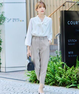 Tiaclasse L 【ダブルストレッチ・洗える】テーパードパンツ グレー