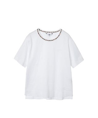 DAKS ミニハウスチェック襟 Tシャツ ホワイト