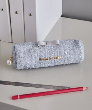 Maison de FLEUR ツイードグログランリボンロングポーチ Sax