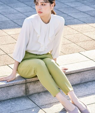 Tiaclasse 【ダブルストレッチ・洗える】テーパードパンツ ライム