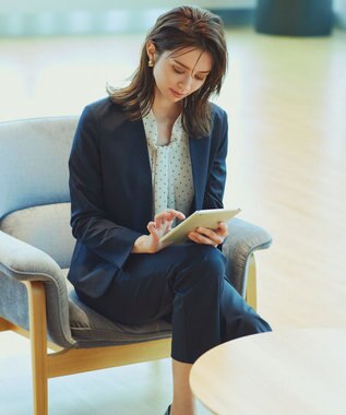 23区 L 【セットアップ対応/洗える】ストレッチポンチ パンツ ネイビー系