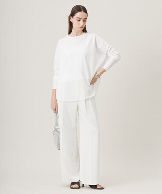 ICB L 【洗える】 ヴィスコースワイド シアーコンビプルオーバー オフホワイト系