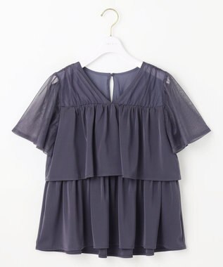 ANY SIS 【洗える】ティアードトップス×ワイドパンツSET スモーキーブルー