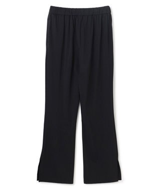 UNFILO L 【ウエストゴム】ドライトリコット セミフレアパンツ ブラック