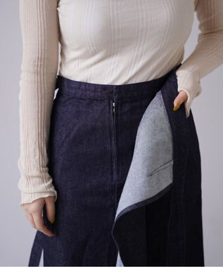 woadblue サイズ追加 ＜坪田あさみさんコラボ＞デニムラップスカート DARK BLUE