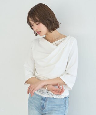 earth music&ecology レースレイヤードドレーププルオーバー Off White