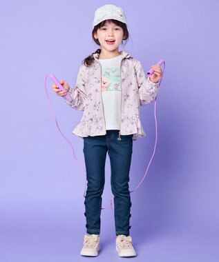 ANY KIDS フード取り外し 総柄 ブルゾン ピンク系花柄