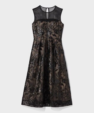 GRACE CONTINENTAL スパンコールエンブロイダリードレス ブラック