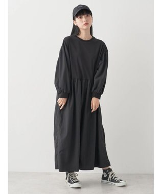 earth music&ecology ドッキングギャザーワンピース Black