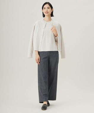 J.PRESS LADIES L 【WEB限定カラーあり・洗える】EIGER CORD ALAN クルーネックプルオーバー ニット オフ系