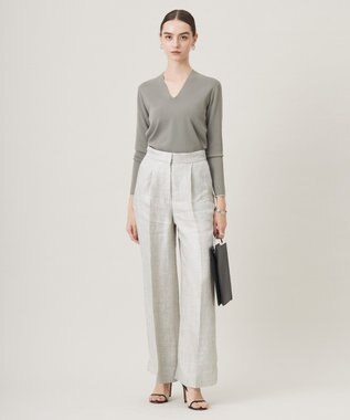 ICB 【日本製】トリアセリネンシャイニーツイル ワイドパンツ ライトグレー系