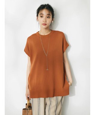 CRAFT STANDARD BOUTIQUE ＵＶカット接触冷感半袖ニットチュニック Caramel