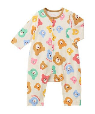 MIKI HOUSE HOT BISCUITS 【70-80cm】 カラフルビーンズ 総柄カバーオール マルチカラー