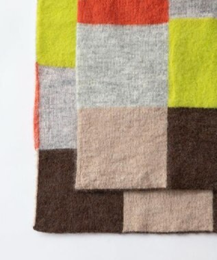 TRICOTE BLOCK CHECK SHAGGY SCARF／ブロックチェックシャギーマフラー 52YELLOW