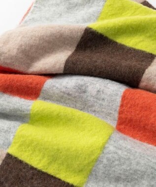 TRICOTE BLOCK CHECK SHAGGY SCARF／ブロックチェックシャギーマフラー 52YELLOW