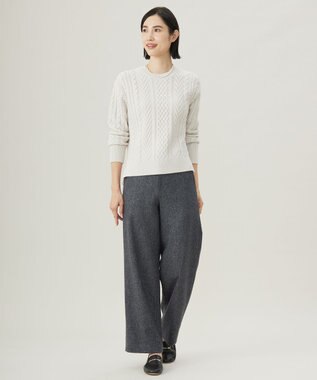 J.PRESS LADIES L 【WEB限定カラーあり・洗える】EIGER CORD ALAN クルーネックプルオーバー ニット オフ系