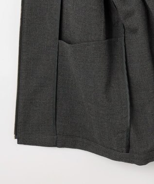 自由区 L 【17号サイズまで展開】ライトブッチャーノーカラー ブルゾン チャコールグレー