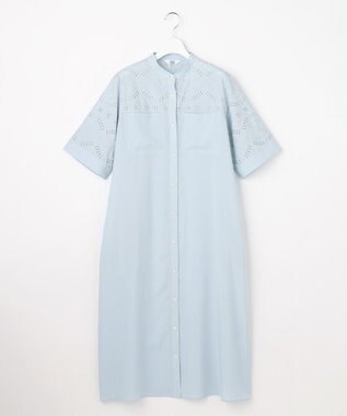 J.PRESS LADIES 【WEB限定カラーあり】エンブロイダリー シャツ ワンピース 【WEB限定】サックスブルー系