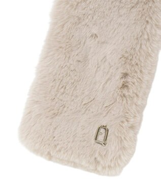 MOONBAT FURLA（フルラ）ベルト差し込みファーティペット アーチロゴ フェイクファー ライトベージュ