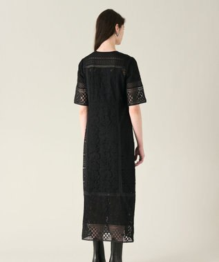 GRACE CONTINENTAL コンビレースVネックワンピース ブラック