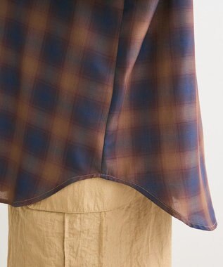 Green Parks オンブレーチェックライトシャツ Brown