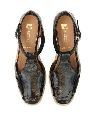 INTER-CHAUSSURES 【PASCUCCI】ソフトスクエアトウグルカシューズ ブラックエナメル