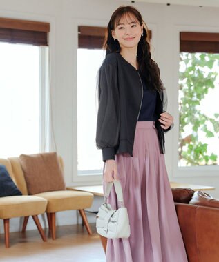 Tiaclasse 【洗える】チュールレースソフトダンボールジャケット チャコールグレー