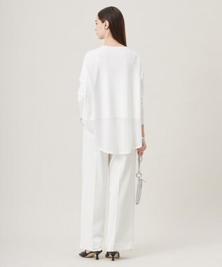 ICB L 【洗える】 ヴィスコースワイド シアーコンビプルオーバー オフホワイト系