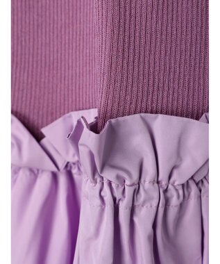 Green Parks ランタン型ニットドッキングタフタワンピース Lavender