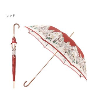 MOONBAT 【日本製】ダックス (DAKS) 長傘 街並みカラープリント レッド