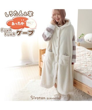  あったか 袖なしケープ 《しろたん＆羊》レディース フリーサイズ