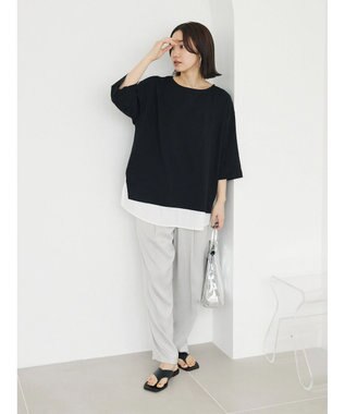 Green Parks つやサテンイージーパンツ Light Gray