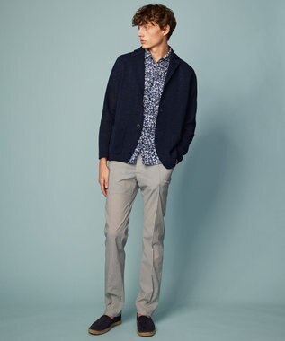 JOSEPH ABBOUD 【洗える】ストローヤーン ニット ジャケット ネイビー系