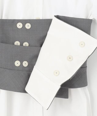 #Newans ビスチェレイヤーシャツ ホワイト×ライトグレー