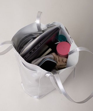 J.PRESS LADIES 【A4サイズ収納可】レザー トート バッグ シルバー系